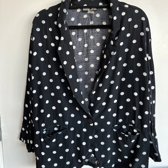 Vintage Black Polka Dot Blouse Cardigan - Picture 1 of 5